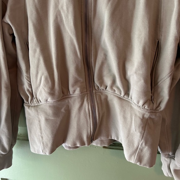 Lululemon Hugged Waist Cotton Zip Hoodie taupe size 10 - Picture 3 of 8